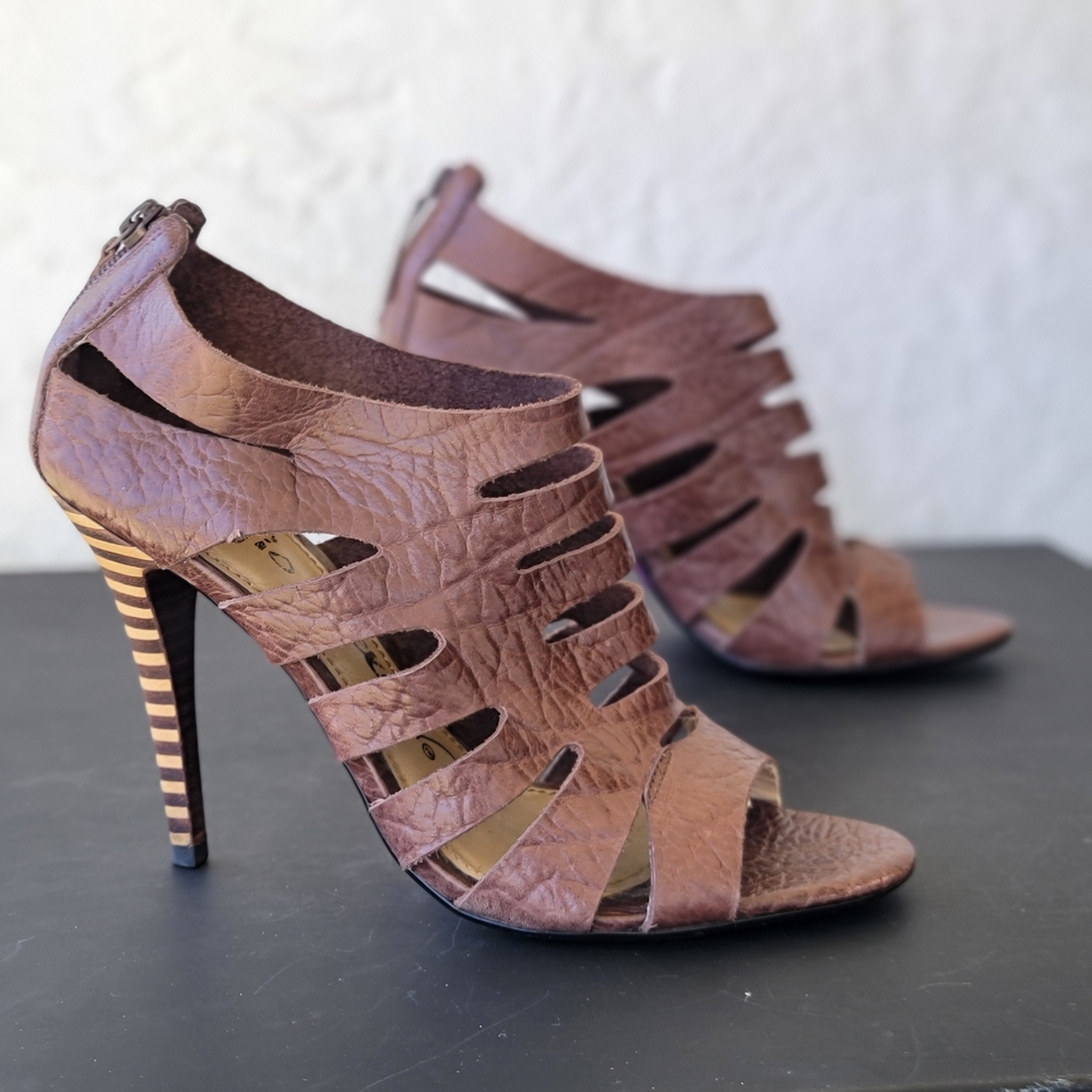 Women's Brown Strappy High Heel Sandals